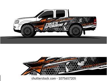 Pickup truck graphic vector. abstract star shape with grunge camouflage design for vehicle vinyl wrap 

