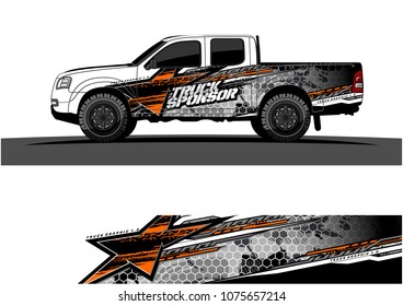 Pickup truck graphic vector. abstract star shape with grunge camouflage design for vehicle vinyl wrap 
