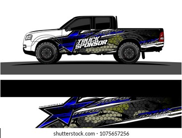 Pickup truck graphic vector. abstract star shape with grunge camouflage design for vehicle vinyl wrap 
