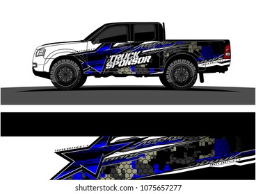 Pickup truck graphic vector. abstract star shape with grunge camouflage design for vehicle vinyl wrap 
