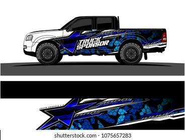 Pickup truck graphic vector. abstract star shape with grunge camouflage design for vehicle vinyl wrap 
