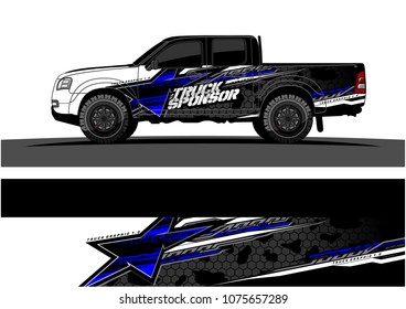 Pickup truck graphic vector. abstract star shape with grunge camouflage design for vehicle vinyl wrap 
