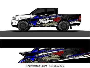 Pickup truck graphic vector. abstract star shape with grunge camouflage design for vehicle vinyl wrap 
