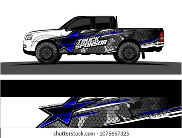 Pickup truck graphic vector. abstract star shape with grunge camouflage design for vehicle vinyl wrap 
