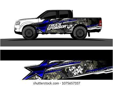 Pickup truck graphic vector. abstract star shape with grunge camouflage design for vehicle vinyl wrap 
