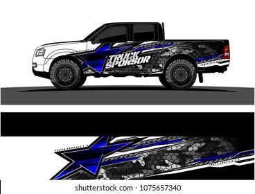 Pickup truck graphic vector. abstract star shape with grunge camouflage design for vehicle vinyl wrap 
