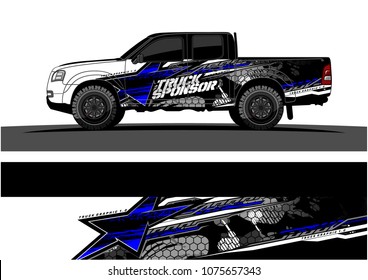 Pickup truck graphic vector. abstract star shape with grunge camouflage design for vehicle vinyl wrap 
