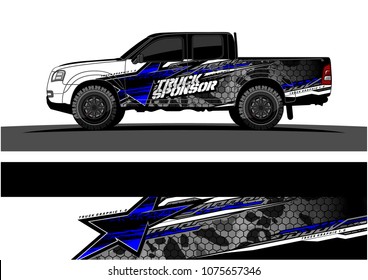 Pickup truck graphic vector. abstract star shape with grunge camouflage design for vehicle vinyl wrap 

