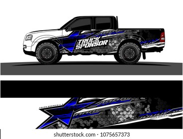 Pickup truck graphic vector. abstract star shape with grunge camouflage design for vehicle vinyl wrap 
