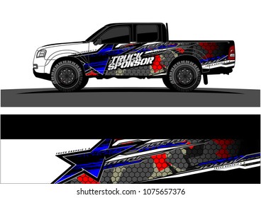 Pickup truck graphic vector. abstract star shape with grunge camouflage design for vehicle vinyl wrap 
