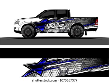 Pickup truck graphic vector. abstract star shape with grunge camouflage design for vehicle vinyl wrap 
