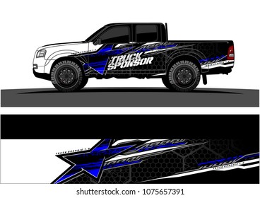 Pickup truck graphic vector. abstract star shape with grunge camouflage design for vehicle vinyl wrap 
