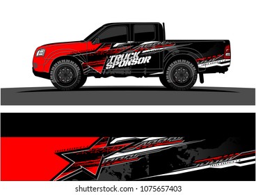 Pickup truck graphic vector. abstract star shape with grunge camouflage design for vehicle vinyl wrap 
