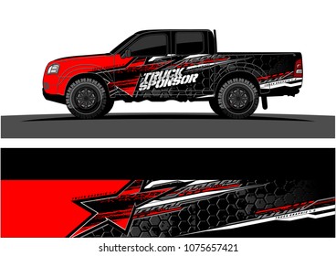 Pickup truck graphic vector. abstract star shape with grunge camouflage design for vehicle vinyl wrap 
