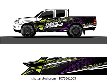 pickup truck graphic vector. abstract star shape with modern camouflage design for vehicle vinyl wrap 
