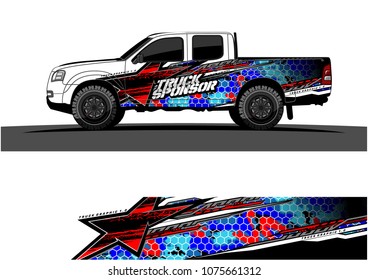 pickup truck graphic vector. abstract star shape with modern camouflage design for vehicle vinyl wrap 
