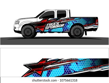 pickup truck graphic vector. abstract star shape with modern camouflage design for vehicle vinyl wrap 
