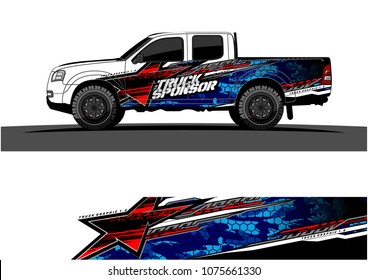 pickup truck graphic vector. abstract star shape with modern camouflage design for vehicle vinyl wrap 
