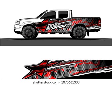 pickup truck graphic vector. abstract star shape with modern camouflage design for vehicle vinyl wrap 
