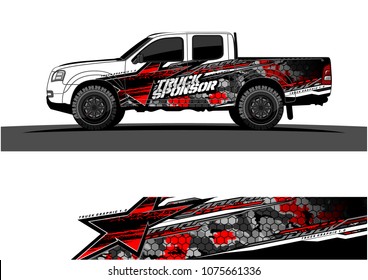 pickup truck graphic vector. abstract star shape with modern camouflage design for vehicle vinyl wrap 
