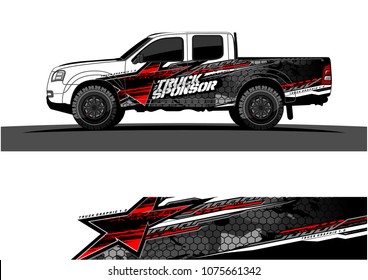 pickup truck graphic vector. abstract star shape with modern camouflage design for vehicle vinyl wrap 
