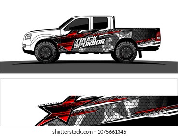 pickup truck graphic vector. abstract star shape with modern camouflage design for vehicle vinyl wrap 
