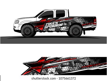 pickup truck graphic vector. abstract star shape with modern camouflage design for vehicle vinyl wrap 
