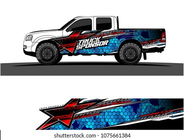 pickup truck graphic vector. abstract star shape with modern camouflage design for vehicle vinyl wrap 
