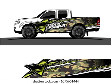 pickup truck graphic vector. abstract star shape with modern camouflage design for vehicle vinyl wrap 

