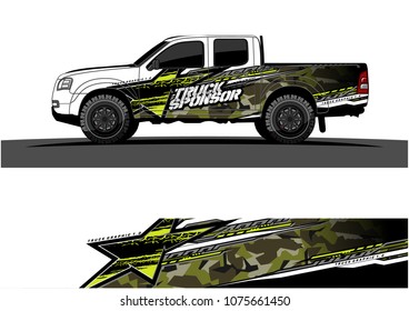 pickup truck graphic vector. abstract star shape with modern camouflage design for vehicle vinyl wrap 
