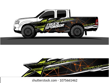 pickup truck graphic vector. abstract star shape with modern camouflage design for vehicle vinyl wrap 
