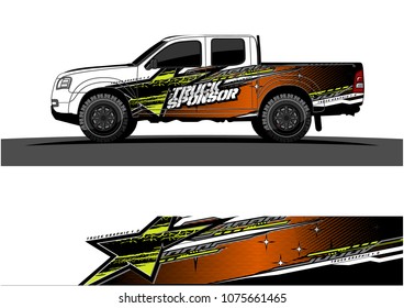 pickup truck graphic vector. abstract star shape with modern camouflage design for vehicle vinyl wrap 

