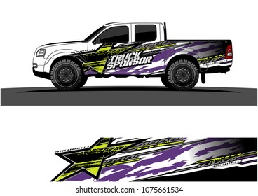 pickup truck graphic vector. abstract star shape with modern camouflage design for vehicle vinyl wrap 
