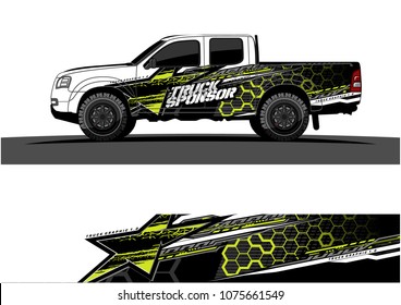 pickup truck graphic vector. abstract star shape with modern camouflage design for vehicle vinyl wrap 

