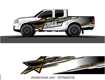 pickup truck graphic vector. abstract star shape with grunge camouflage design for vehicle vinyl wrap 
