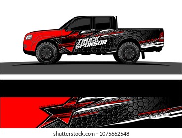 pickup truck graphic vector. abstract star shape with grunge camouflage design for vehicle vinyl wrap 
