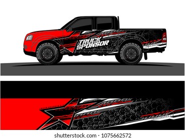 pickup truck graphic vector. abstract star shape with grunge camouflage design for vehicle vinyl wrap 
