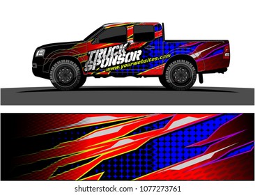 pickup Truck graphic vector. abstract racing shape with grunge background design for vehicle vinyl wrap 
