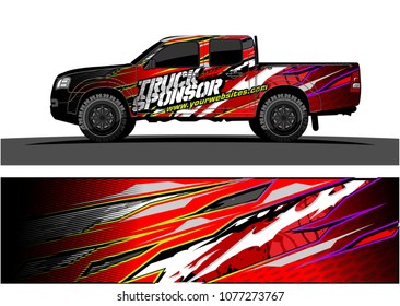 pickup Truck graphic vector. abstract racing shape with grunge background design for vehicle vinyl wrap 
