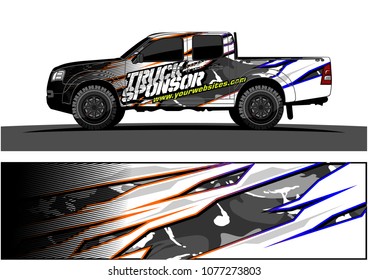 pickup Truck graphic vector. abstract racing shape with grunge background design for vehicle vinyl wrap 
