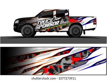 pickup Truck graphic vector. abstract racing shape with grunge background design for vehicle vinyl wrap 
