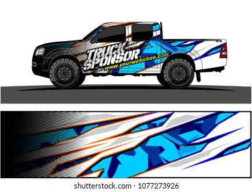 pickup Truck graphic vector. abstract racing shape with grunge background design for vehicle vinyl wrap 
