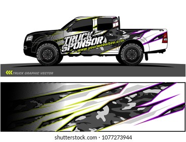 pickup Truck graphic vector. abstract racing shape with grunge background design for vehicle vinyl wrap 
