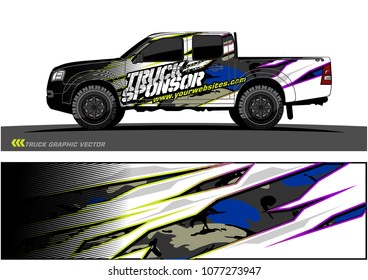 pickup Truck graphic vector. abstract racing shape with grunge background design for vehicle vinyl wrap 
