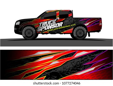 pickup Truck graphic vector. abstract racing shape with grunge background design for vehicle vinyl wrap 
