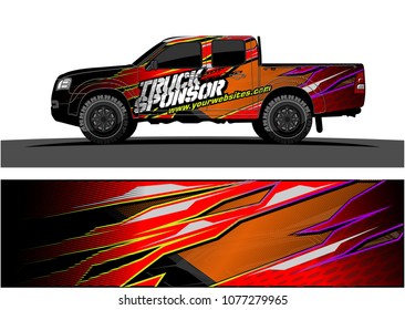 pickup truck graphic vector. abstract racing shape with grunge modern camouflage design for vehicle vinyl wrap 
