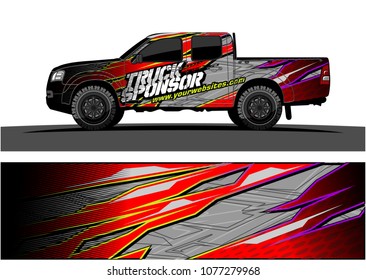 pickup truck graphic vector. abstract racing shape with grunge modern camouflage design for vehicle vinyl wrap 
