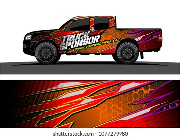 pickup truck graphic vector. abstract racing shape with grunge modern camouflage design for vehicle vinyl wrap 
