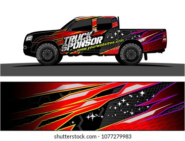 pickup truck graphic vector. abstract racing shape with grunge modern camouflage design for vehicle vinyl wrap 
