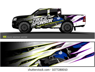 pickup truck graphic vector. abstract racing shape with grunge modern camouflage design for vehicle vinyl wrap 
